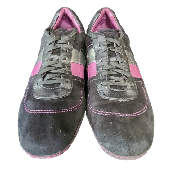 Cole Haan Size 7B Women's Air Astra Lace-Up Purple Black Suede Fashion Sneakers - Picture 2 of 9